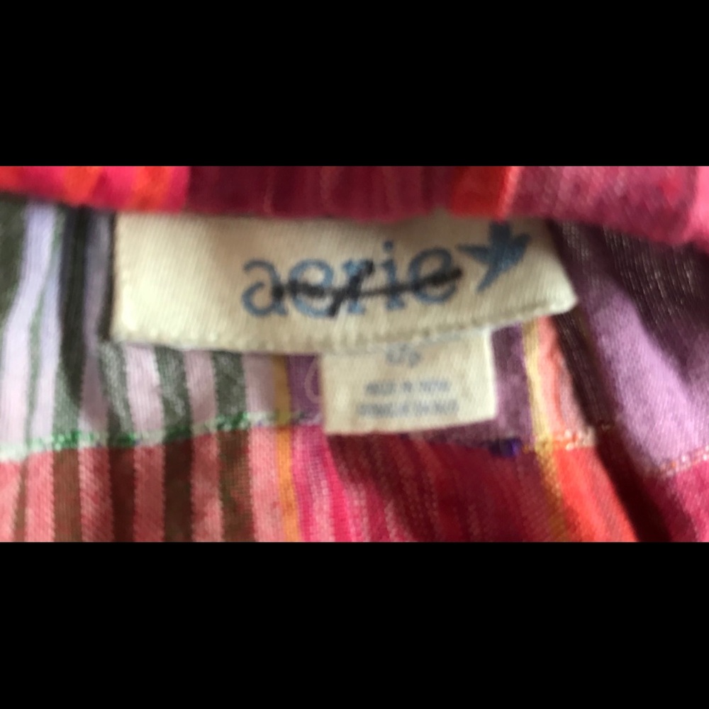 Aerie Pink & Green Plaid Cotton Skirt with Pockets Size Small Petite - Picture 5 of 6